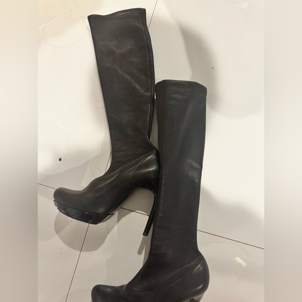 Black Balenciaga Knee High Boots
